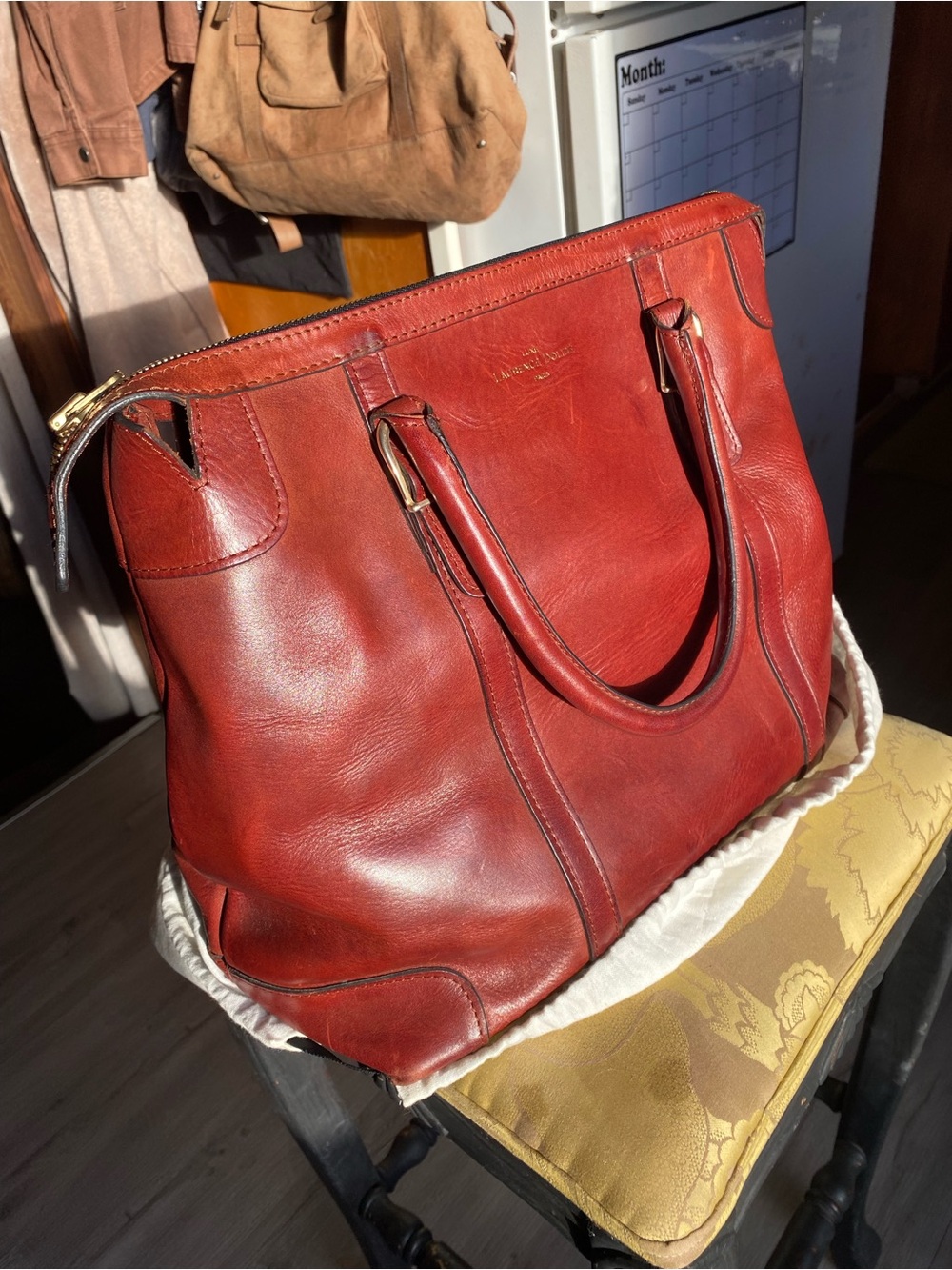 Laurence Doligé Luxe - Classic Carryall Leather Bag Rich Red